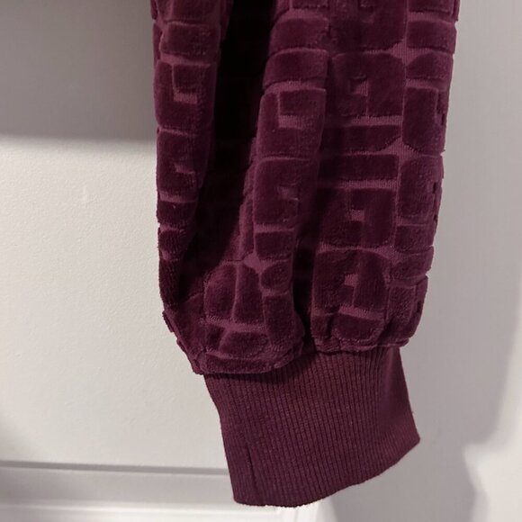 Guess After Party Velour Burgundy Cropped Hoodie Women's Size Medium Loungewear - Picture 8 of 15